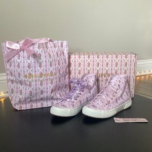 BRAND NEW LoveShackFancy x Superga pink/purple hightop shoes SIZE WOMENS 9.5/ 41